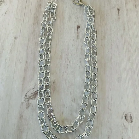 Metal Chain Chunky Gold or Silver - Double Layer Link Chain - Picture 3 of 5